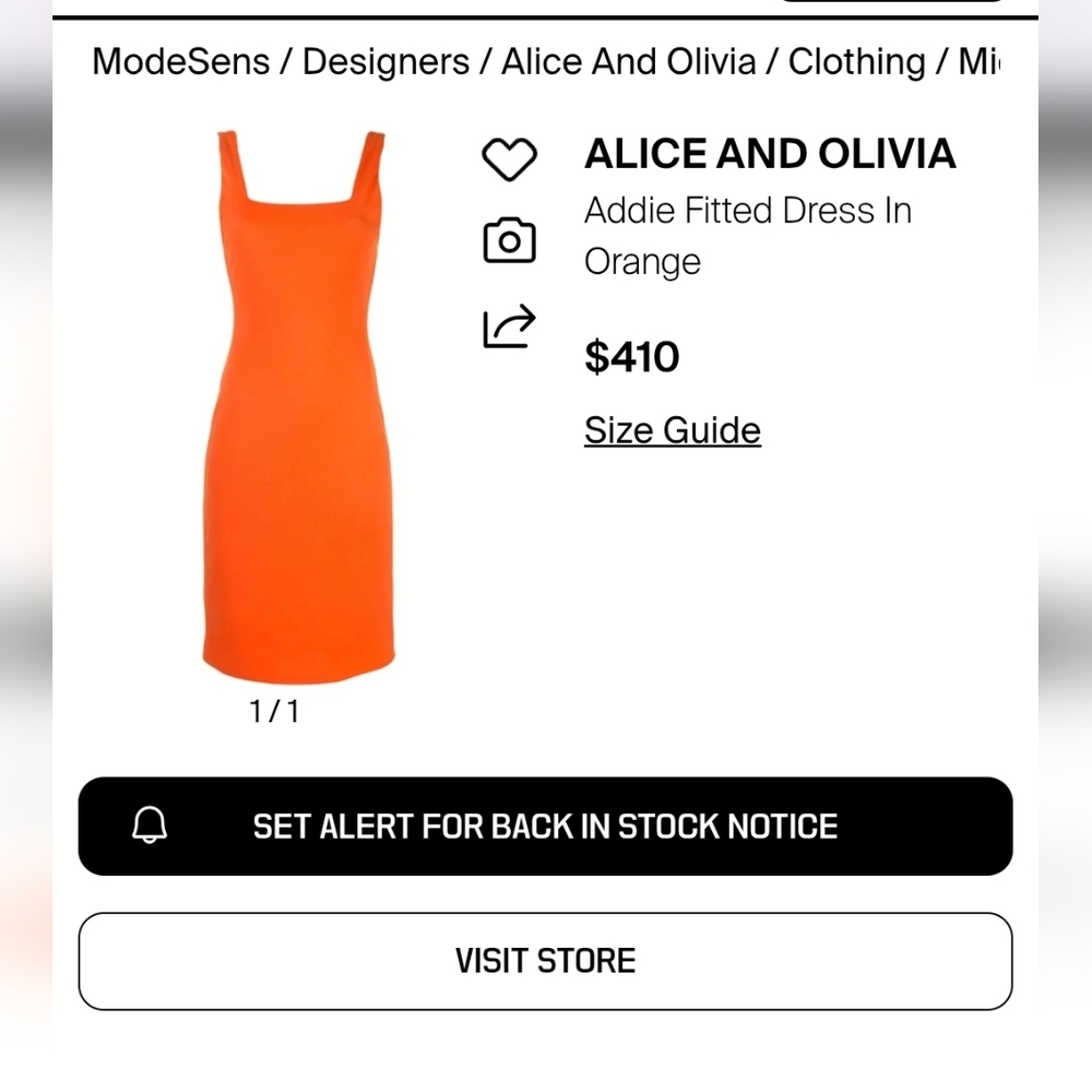 Alice + Olivia Addie Fitted Dress in Orange